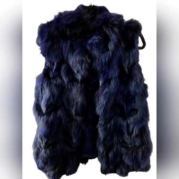 Jocelyn Authentic Blue Rabbit Fur Vest - M